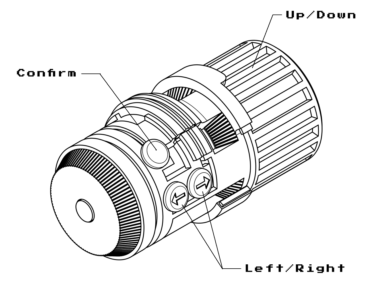 Angled blueprint of the control