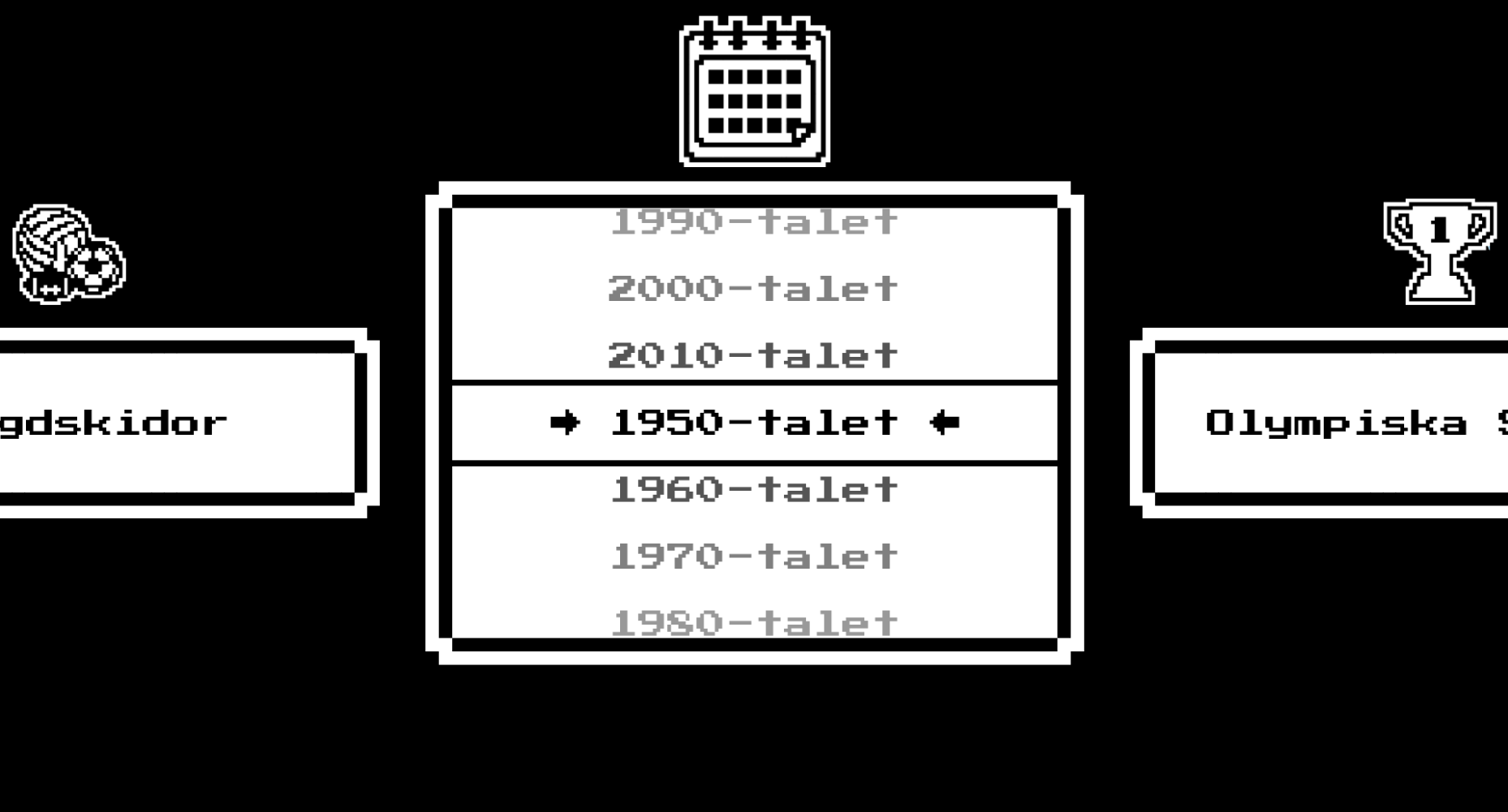 Interface from the game with the time options in focus